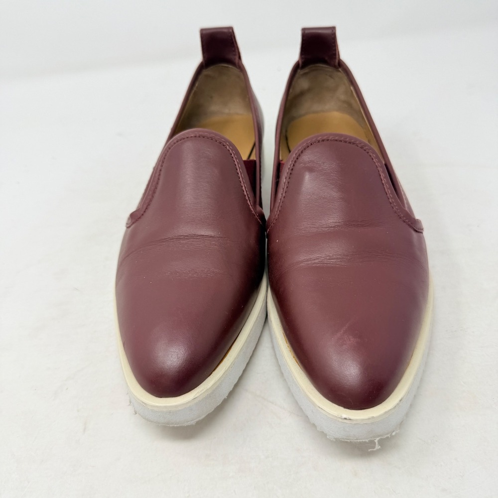 Everlane Street Shoe Burgundy Leather Pointed Toe Platform Slip On‎ Size 6.5 - Picture 3 of 9